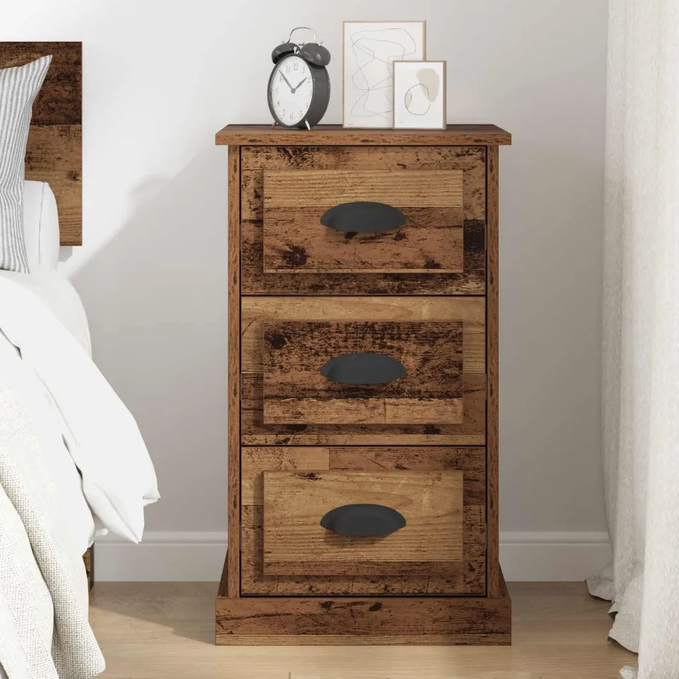 vidaXL Nachtkastje Oud Hout 39 x 39 x 67,5 cm Bewerkt hout bruin, foto 4