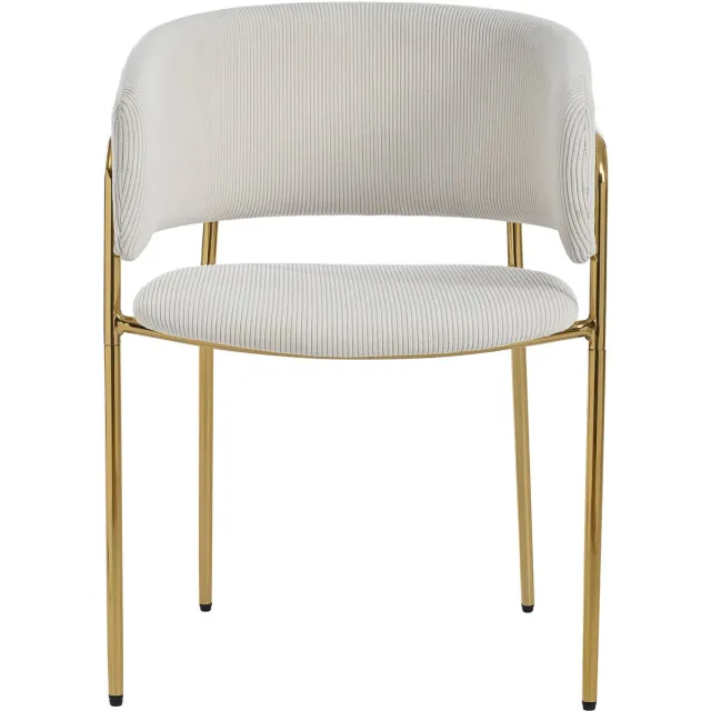 Welltin Eetkamerstoel - Set Van 4 - verstelbare voetjes en corduroy bekleding, ideaal voor woonkamer, open kantoorruimte en eetkamer - Beige