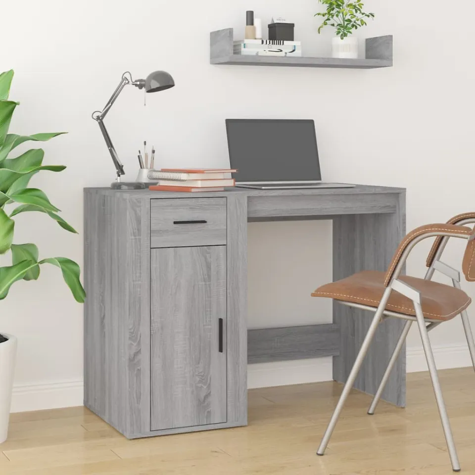 vidaXL Bureau met kast bewerkt hout grijs sonoma eikenkleurig, foto 3