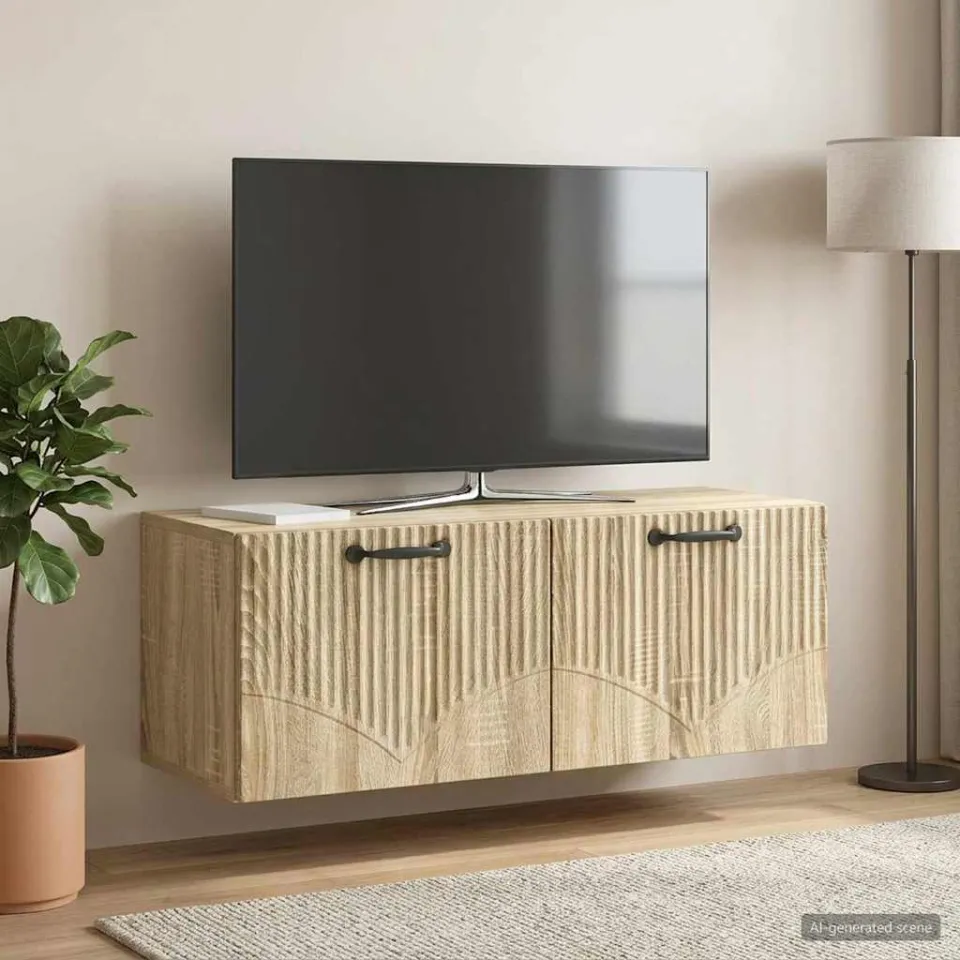 vidaXL Wandbeugel TV-kast Sonoma Eiken 78,5 x 31 x 30 cm Bewerkt hout, foto 4