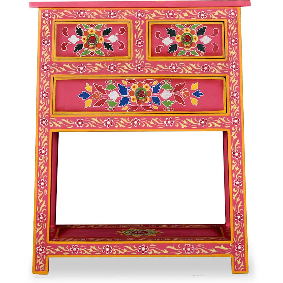 vidaXL Dressoir met lades handgeschilderd massief mangohout roze, foto 4