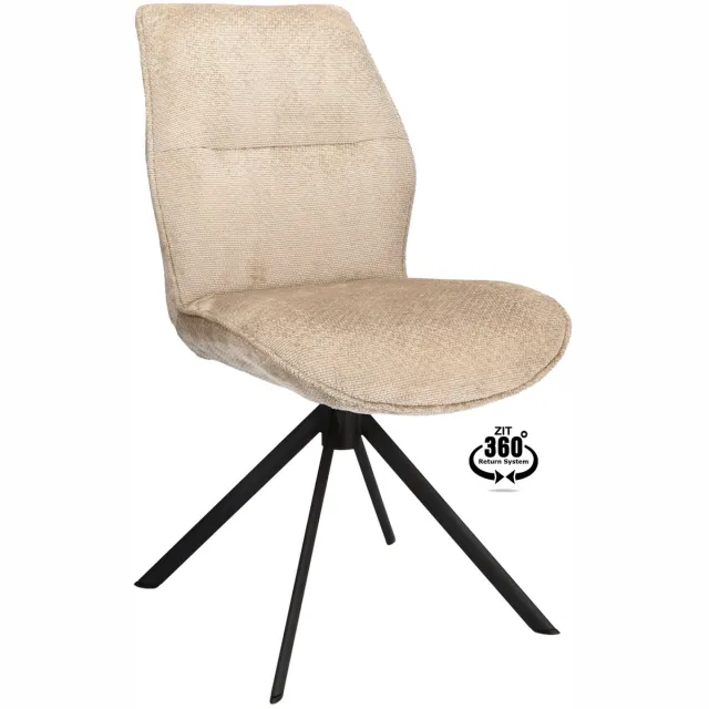Icon Living Stoel Lux - Stof Movie Desert - Leg Black 360° Return-System Creme