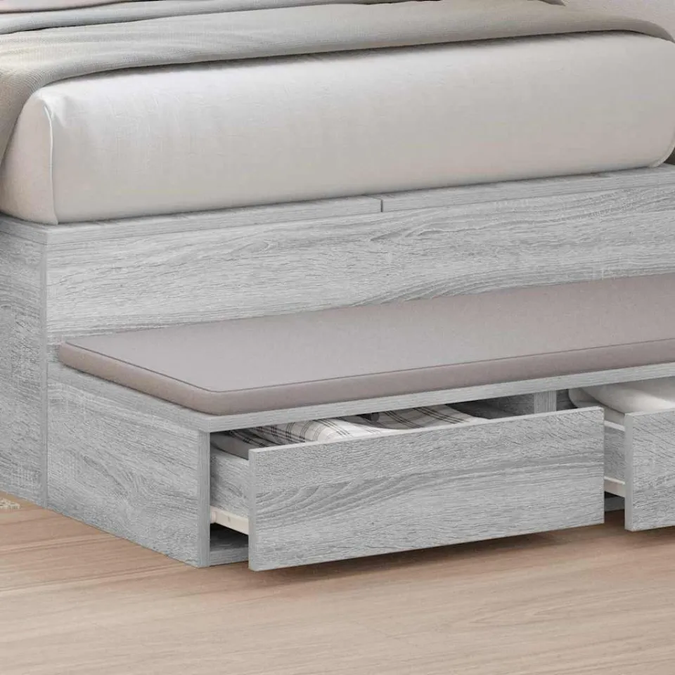 vidaXL Bedlades Grijs Sonoma 90 x 36,5 x 16,5 cm Bewerkt hout, foto 3