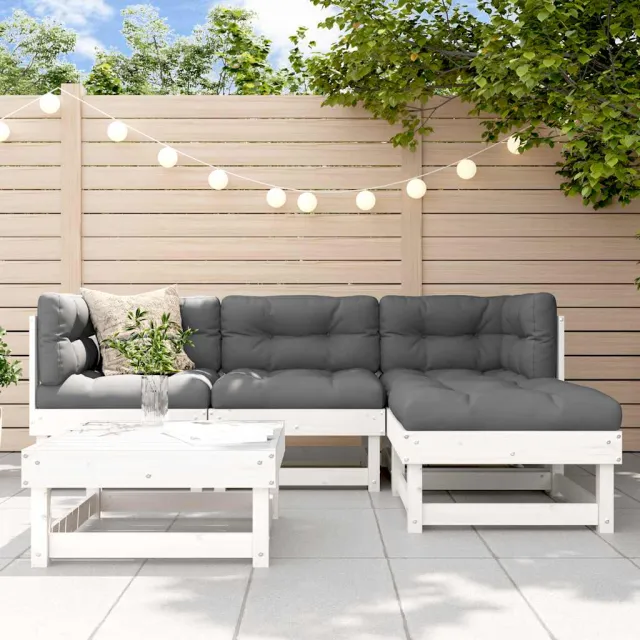 vidaXL 5-delige Loungeset massief grenenhout wit, foto 2