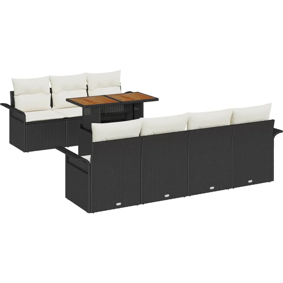 vidaXL Tuin Sofa Set 8 st Zwart Poly riet