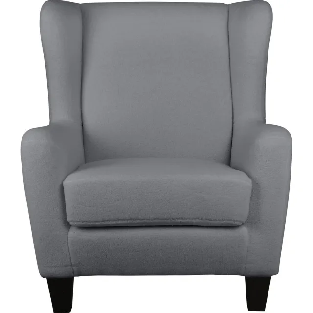 Notio Living Zhili-Gestoffeerde Accent Stoel met Kruk in Teddy Stof Grijs