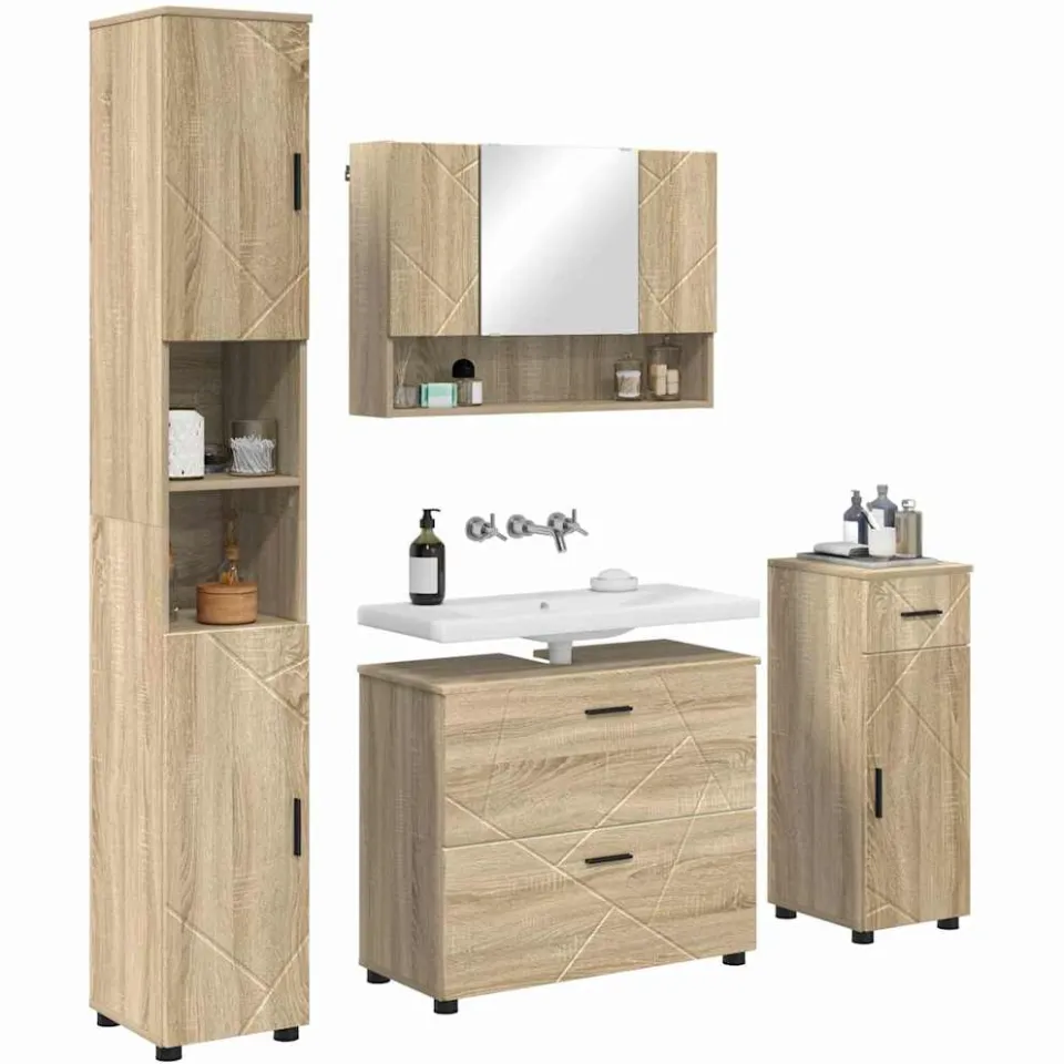 vidaXL Badkamermeubelset 4 st Sonoma Eiken 35 x 30 x 192 cm Bruin
