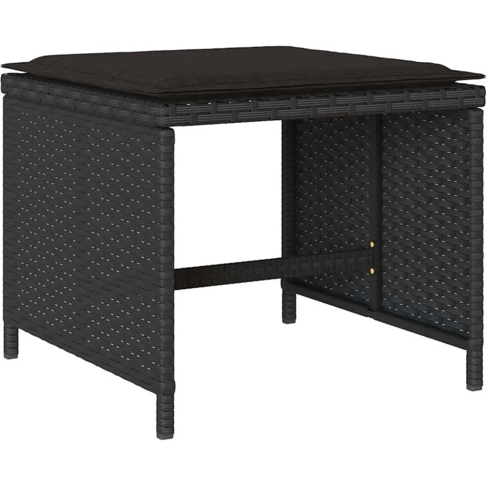 vidaXL 13-delige Tuinset met kussens poly rattan zwart