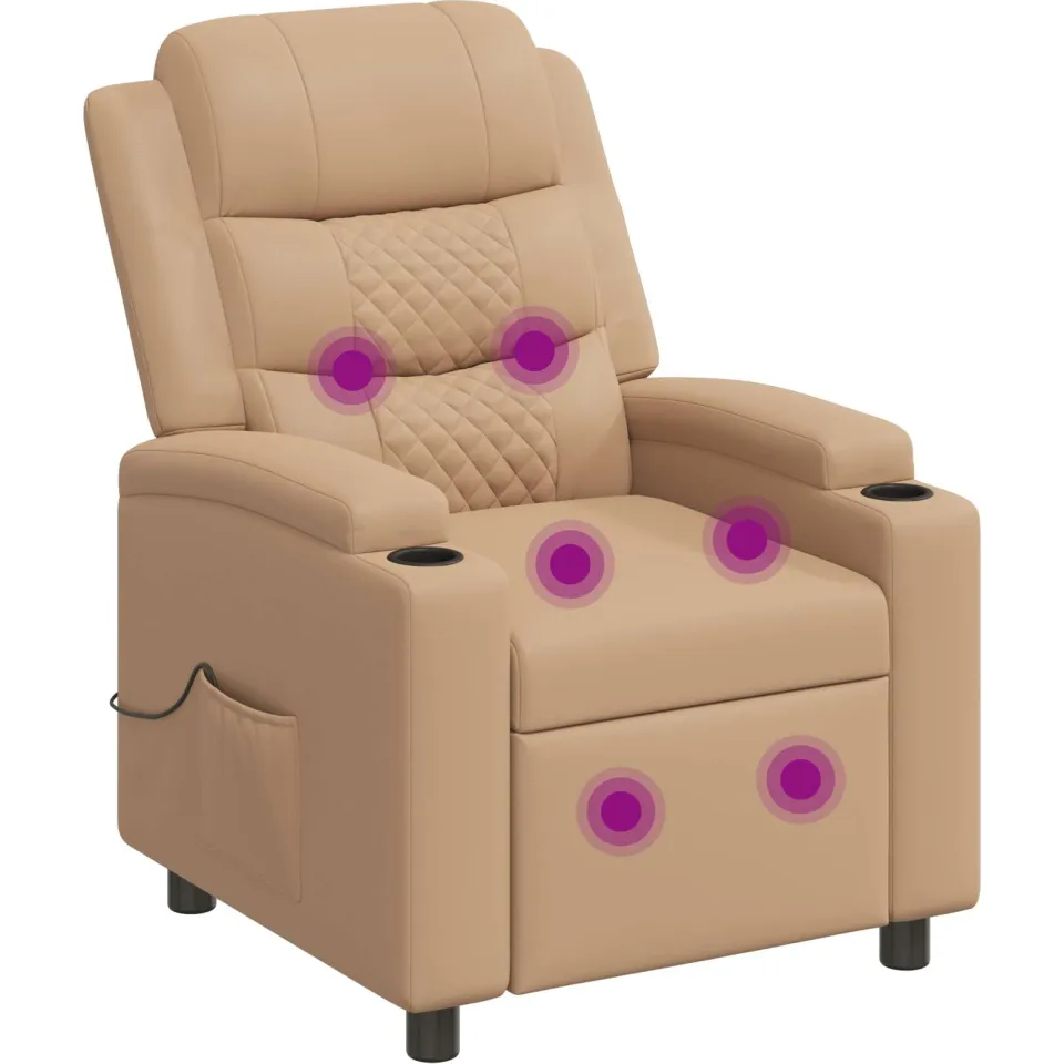 vidaXL Massage-relaxstoel Cappuccino 75 x 93 x 98 cm Stof tan, foto 3