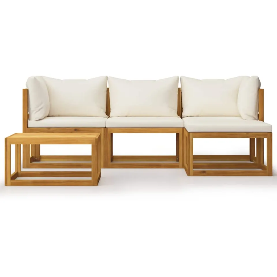 vidaXL 5-delige Loungeset met kussens massief acaciahout bruin, foto 3