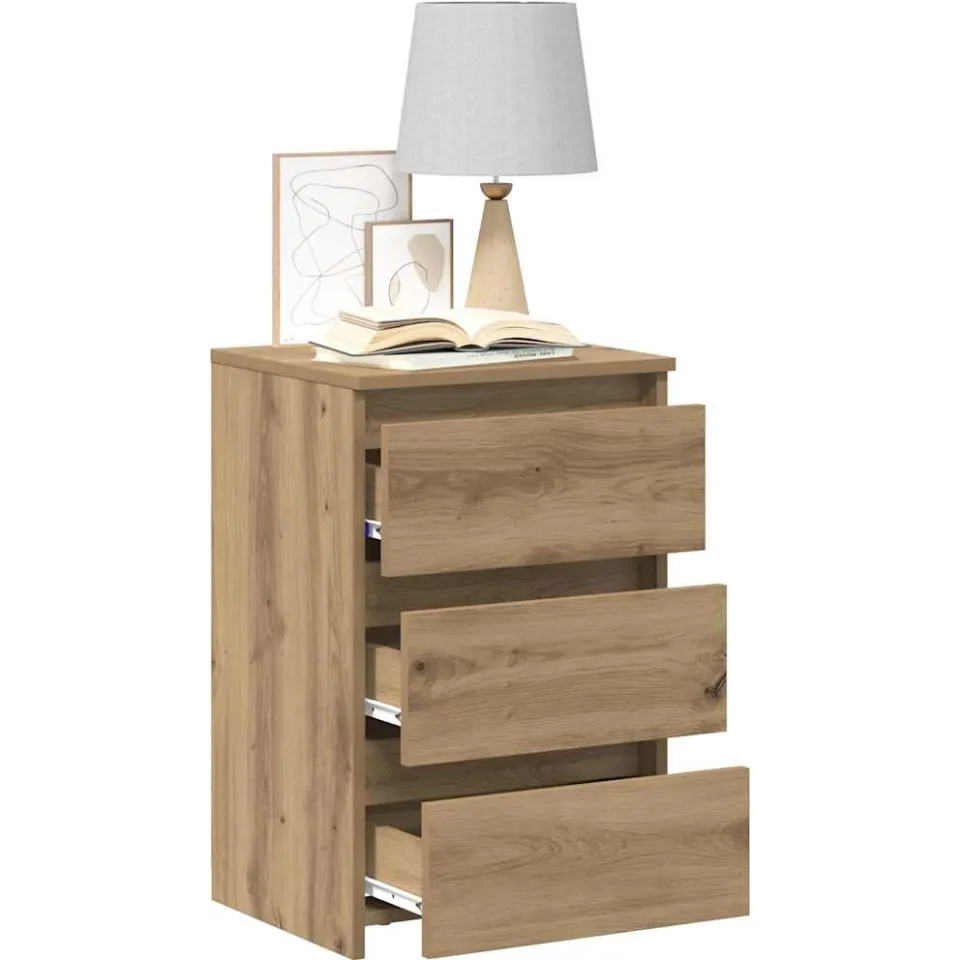vidaXL Nachtkastjes 2 st 40x35x62,5 cm bewerkt hout artisanaal eiken