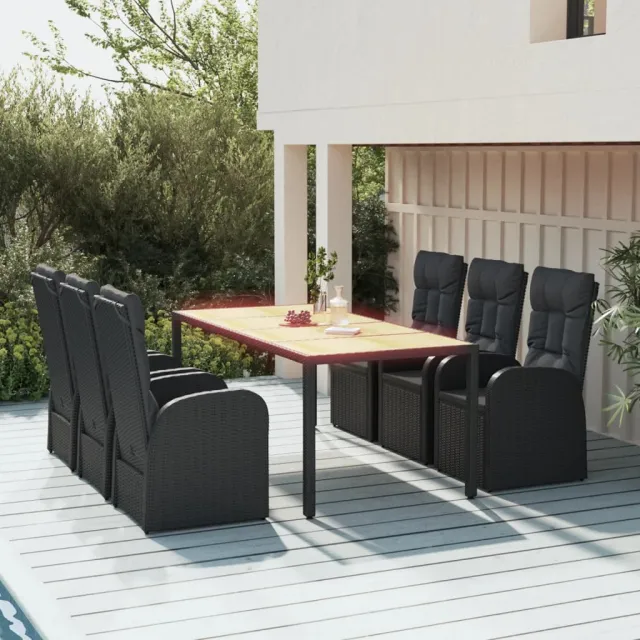 vidaXL 7-delige Tuinset met kussens poly rattan zwart, foto 2