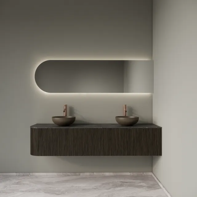 Gliss Design Badkamermeubelset Gliss Design Alluro 180 cm Rechts Charcoal Zwart