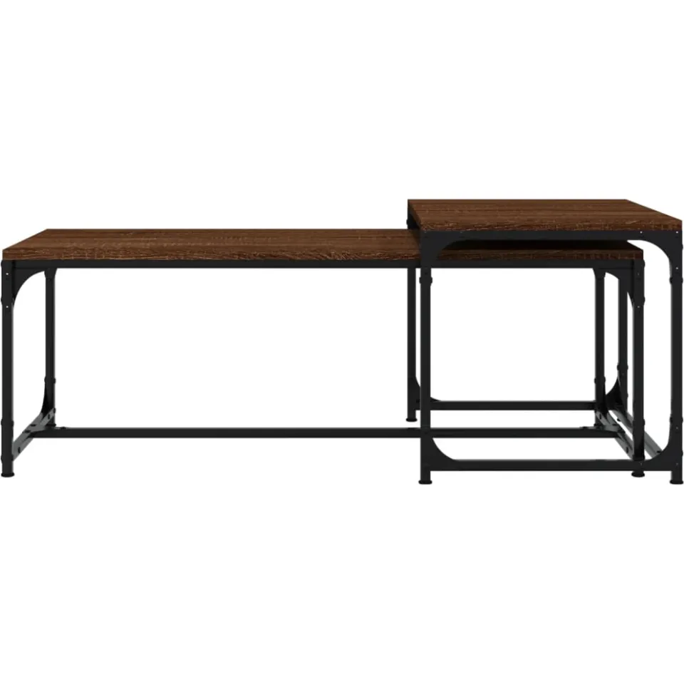 vidaXL Salontafels 2 st bewerkt hout bruin eikenkleur, foto 4