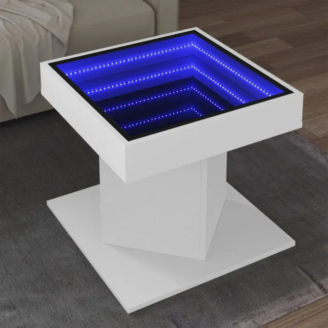 vidaXL Salontafel met LED 50x50x45 cm bewerkt hout wit, foto 2