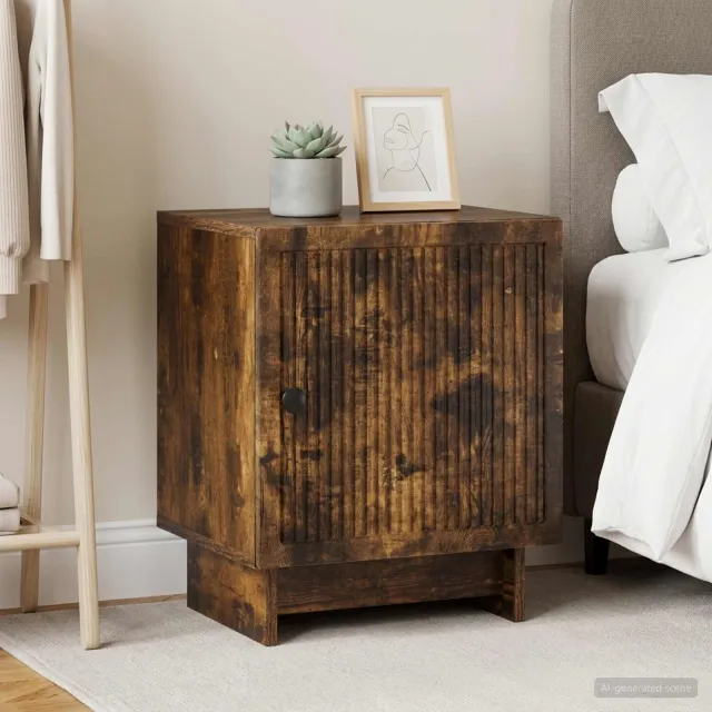 vidaXL Nachtkastje 2 st Gerookt eiken 43 x 34,5 x 50 cm Bewerkt hout, foto 2