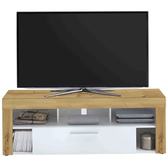 tv-meubel Enrico Artisan Eiken bruin-wit Bruin | Wit