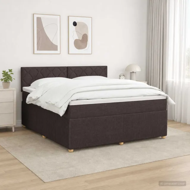 vidaXL Boxspringbed met matras Donkerbruin 160 x 200 cm Stof