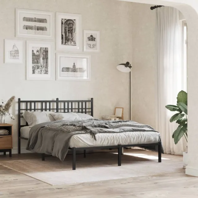 vidaXL Bedframe met hoofdbord metaal zwart 140x190 cm