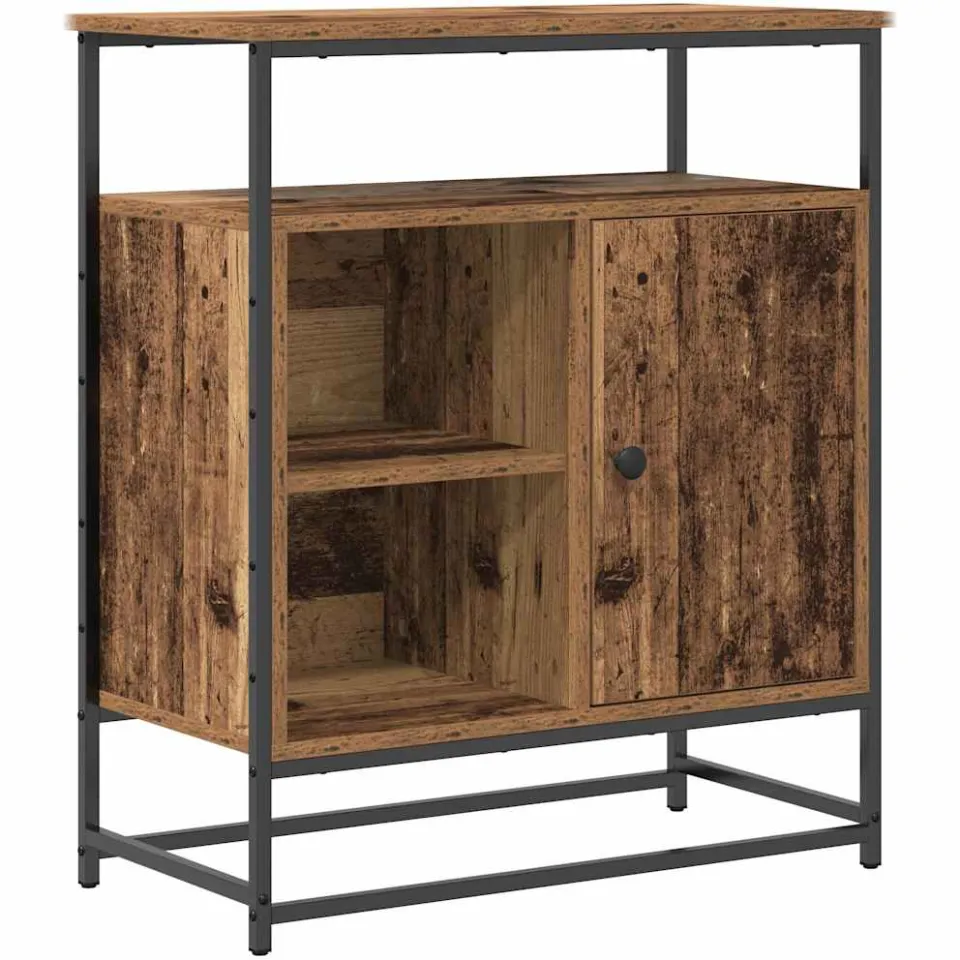 vidaXL Dressoir Oudhout 69 x 35 x 80 cm Bewerkt hout bruin, foto 3