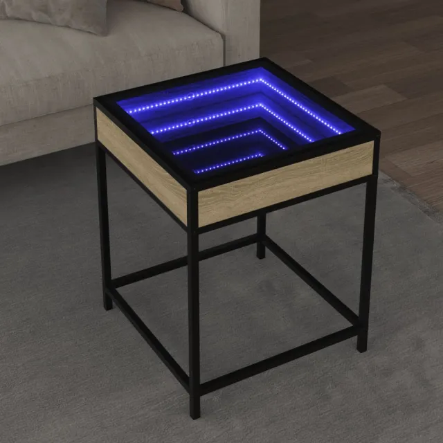 vidaXL Salontafel met Infinity LED 40x40x51 cm sonoma eikenkleurig Bruin