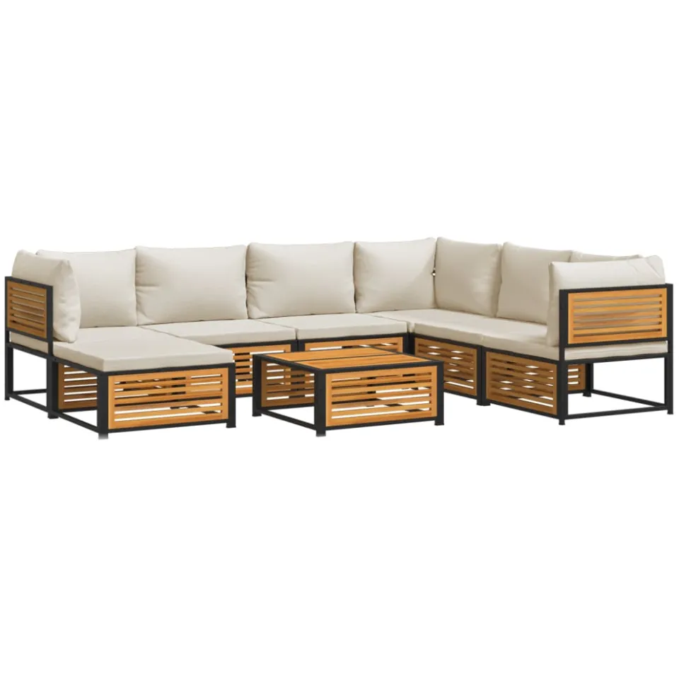 vidaXL 8-delige Loungeset met kussens massief acaciahout bruin, foto 3