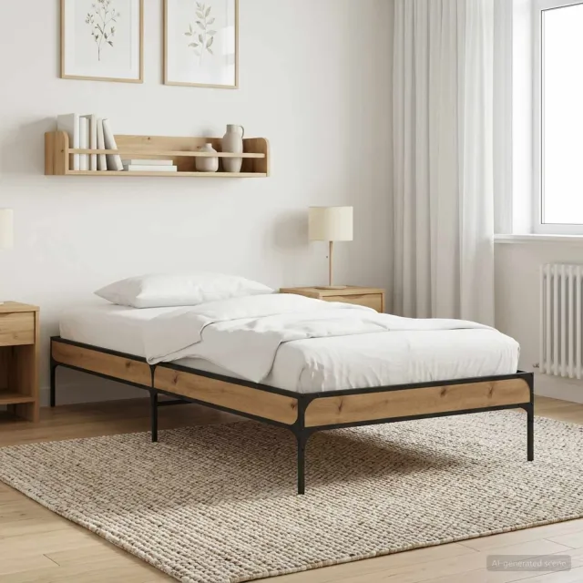 vidaXL Bedframe Artisanaal eiken 80 x 200 cm Bewerkt hout Bruin