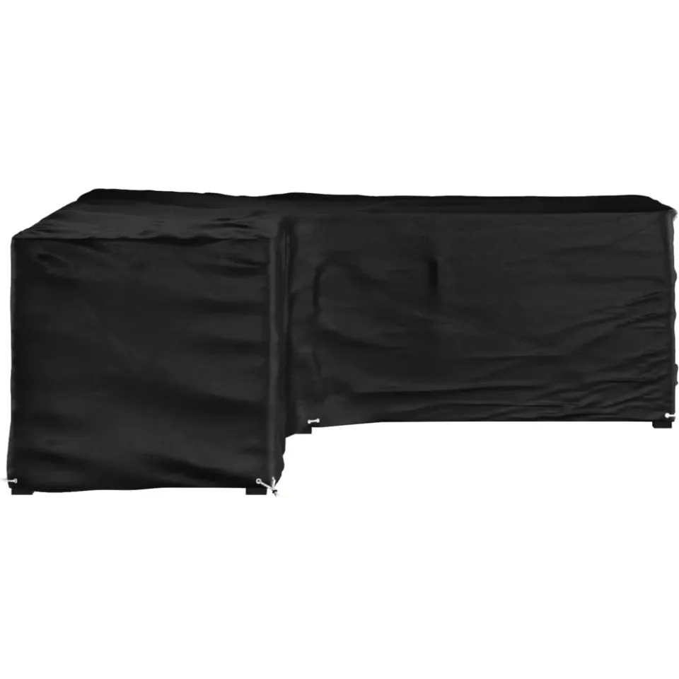 vidaXL Tuinmeubelhoezen met 16 oogjes L-vormig 285x285x90 cm zwart, foto 2