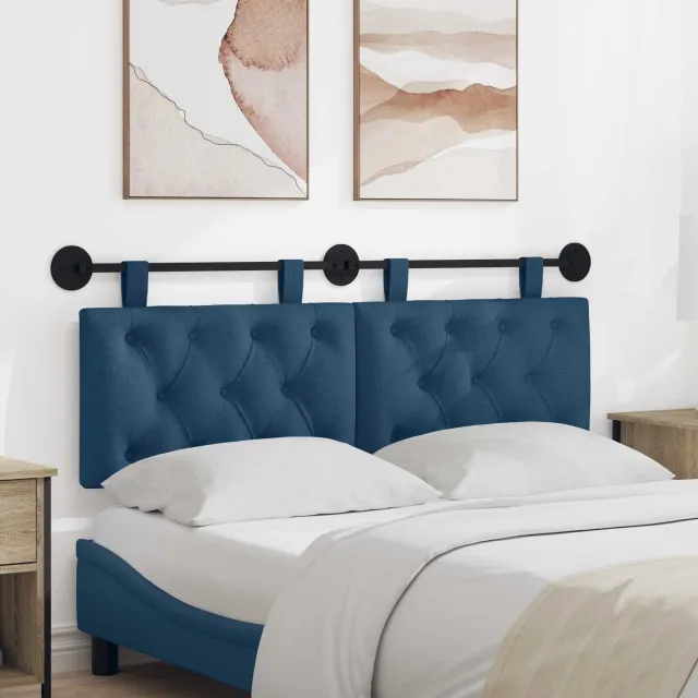 vidaXL Hangend hoofdbord Blauw Stof