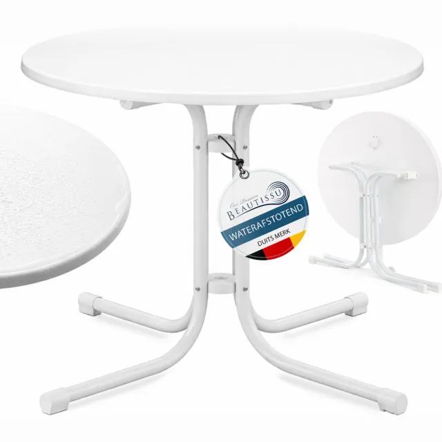 Beautissu Bistroni Bistrotafel Buiten 70 cm Waterdicht Inklapbare Ronde Tuintafel Terrastafel Balkontafel Campingtafel Sta-tafel Eettafel Hoogte 70 cm Wit