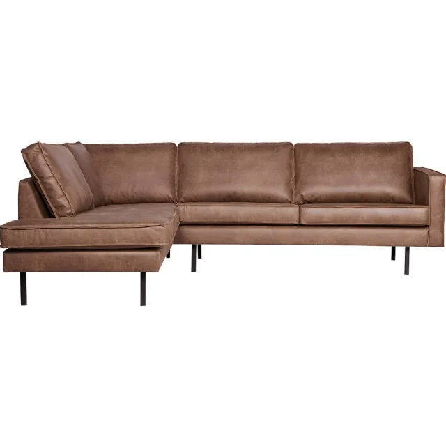 WOOOD Rodeo Hoekbank Links - Recycle Leer - Cognac - 85x266x86