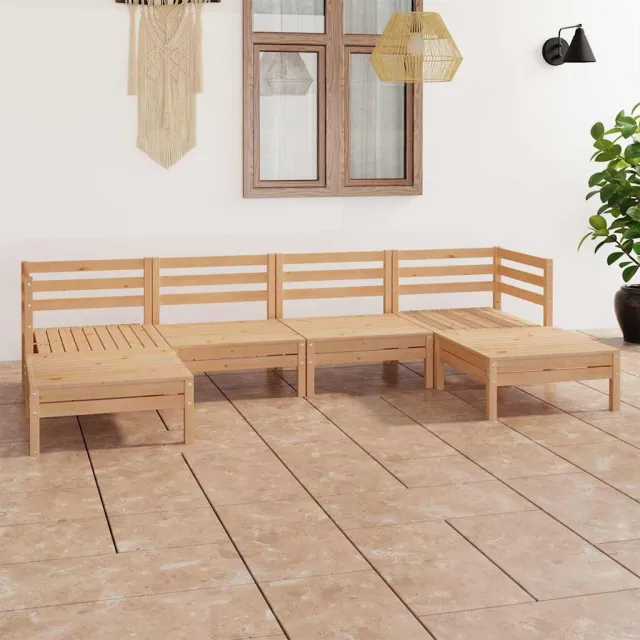 vidaXL 6-delige Loungeset massief grenenhout bruin, foto 2