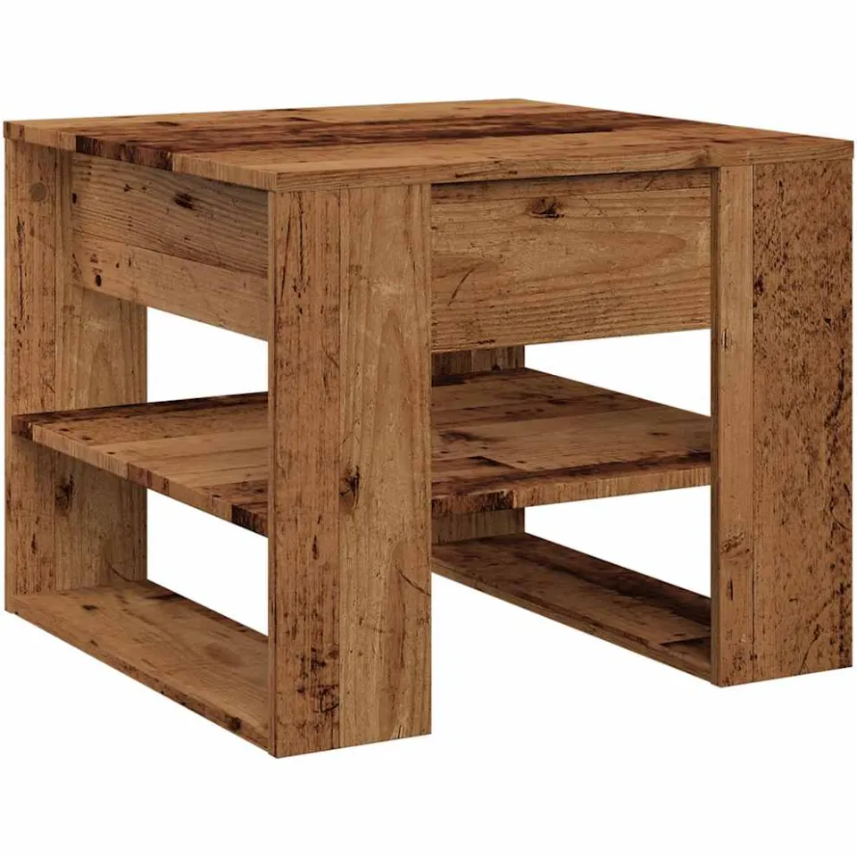 vidaXL Salontafel 55,5x55x45 cm bewerkt hout oud houtkleurig bruin, foto 3