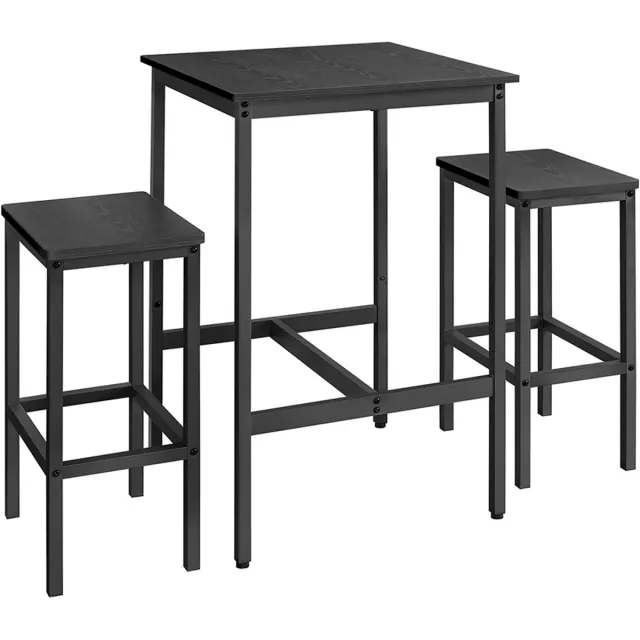 Songmics Bartafel – Met 2 stoelen – Keukenmodel – Ebbenhoutzwart/Inktzwart