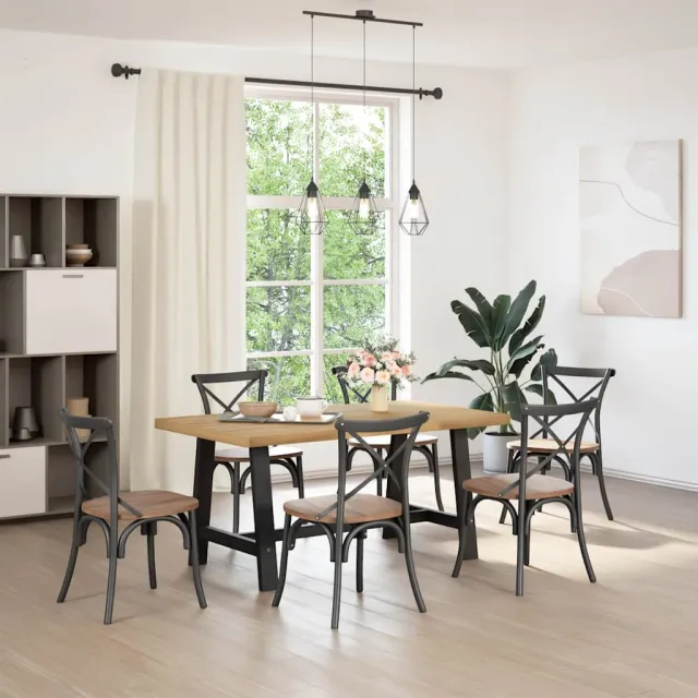 vidaXL Eettafel NOAIN A-vormige poten 160x90x75 cm massief hout Bruin