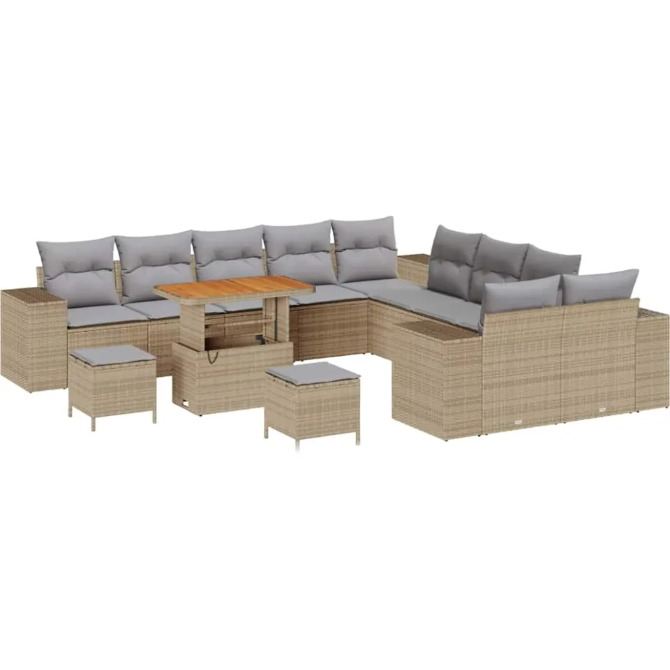 vidaXL Tuin Sofa Set 13 st Beige poly rattan