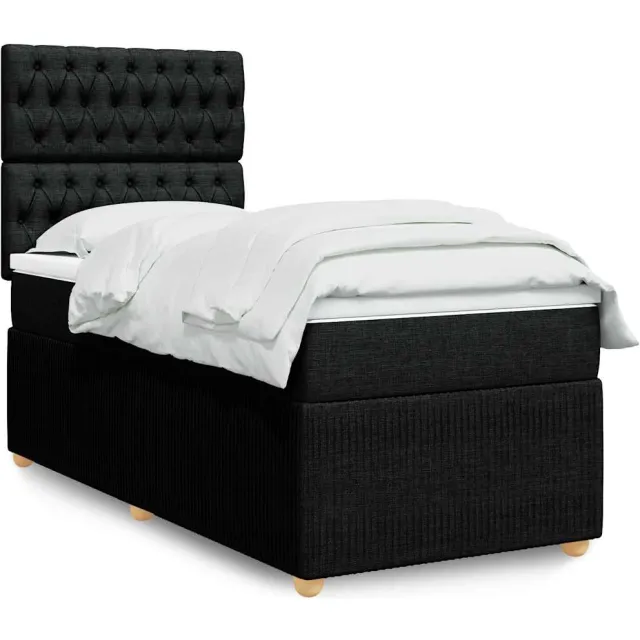 vidaXL Boxspring met matras stof zwart 90x190 cm