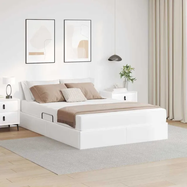 vidaXL Opslag bed met matras met opslag 2 st Wit Leer