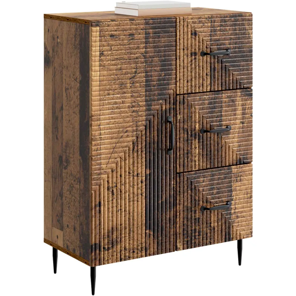vidaXL Dressoir met lade Oud hout 66 x 34,5 x 89,5 cm Bewerkt hout Bruin