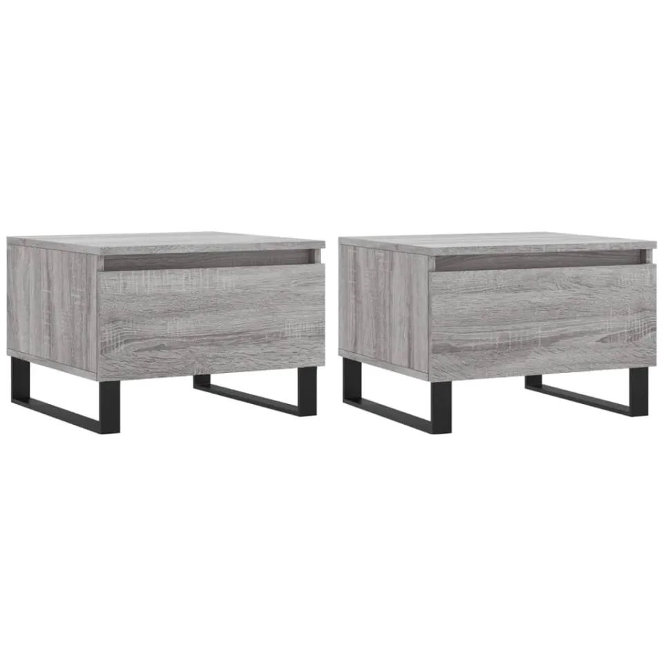 vidaXL Salontafels 2 st 50x46x35 cm bewerkt hout grijs sonoma eiken, foto 3