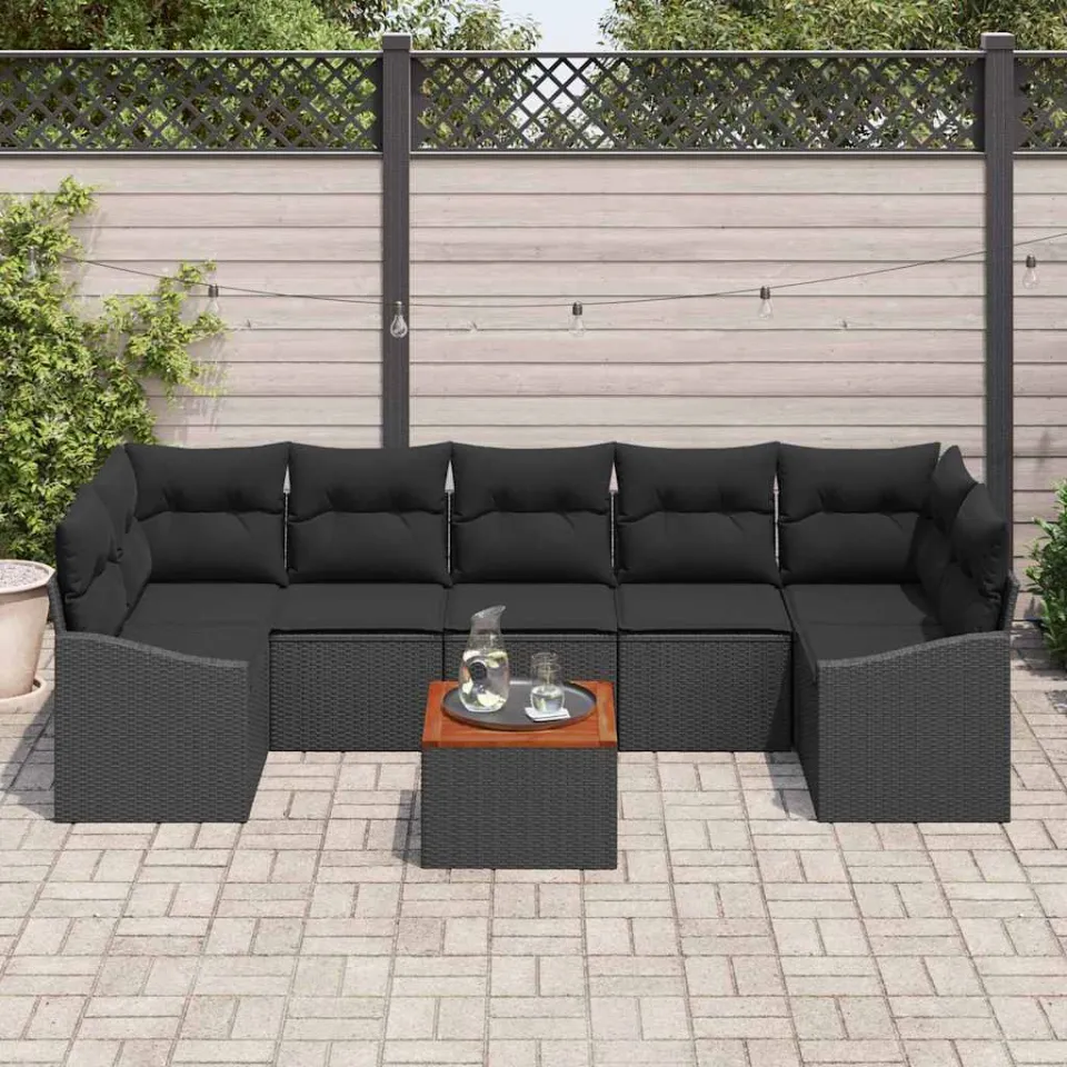 vidaXL Tuinbankenset 8 st Zwart poly rattan, foto 3