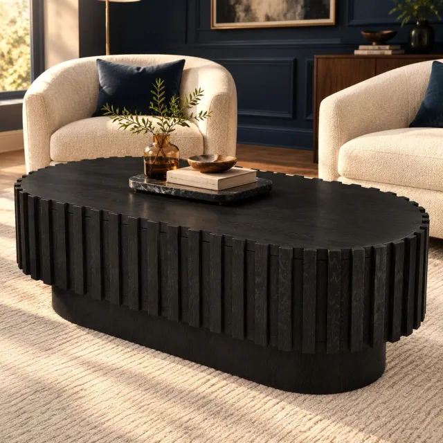 CHICFURN Salontafel - met lade - stabiele sokkel - zwart