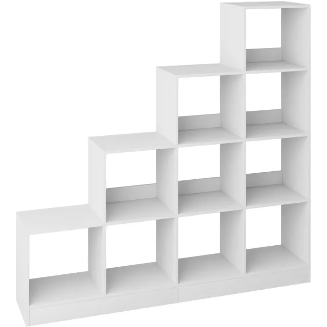 NordHaus Boekenkast - Kubuskast - Opbergkast met Open Vakken - Verstelbare Achterpanelen - 126,5 x 24 x 124 cm Wit