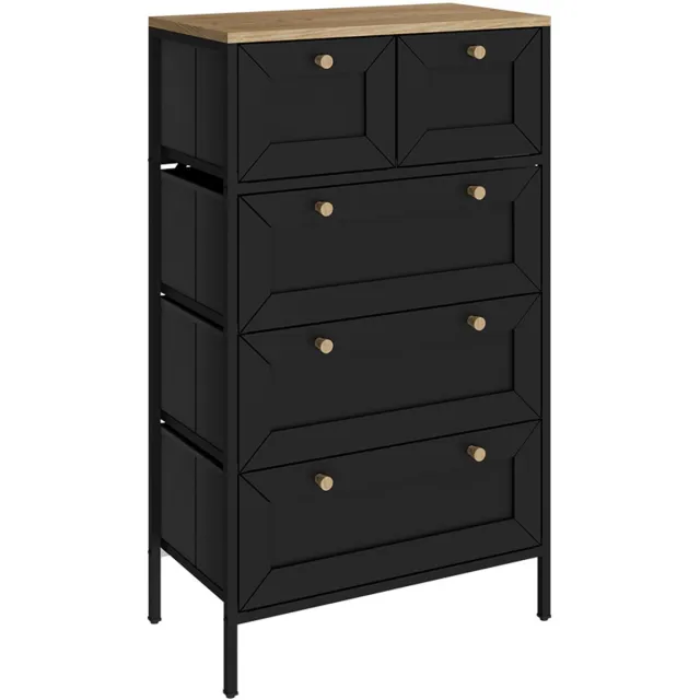 Vicco Belaro Ladekast – 56 x 95 cm met 5 laden Zwart