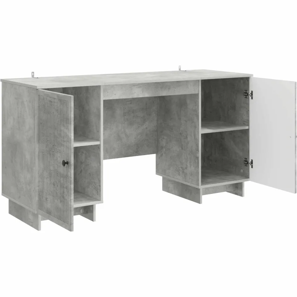 vidaXL Bureau Betongrijs Bewerkt hout 142,5 x 50 x 75 cm grijs, foto 3