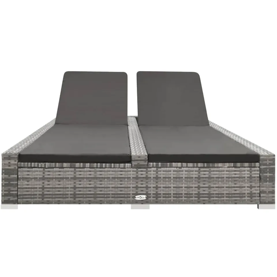 vidaXL Ligbed tweepersoons poly rattan grijs