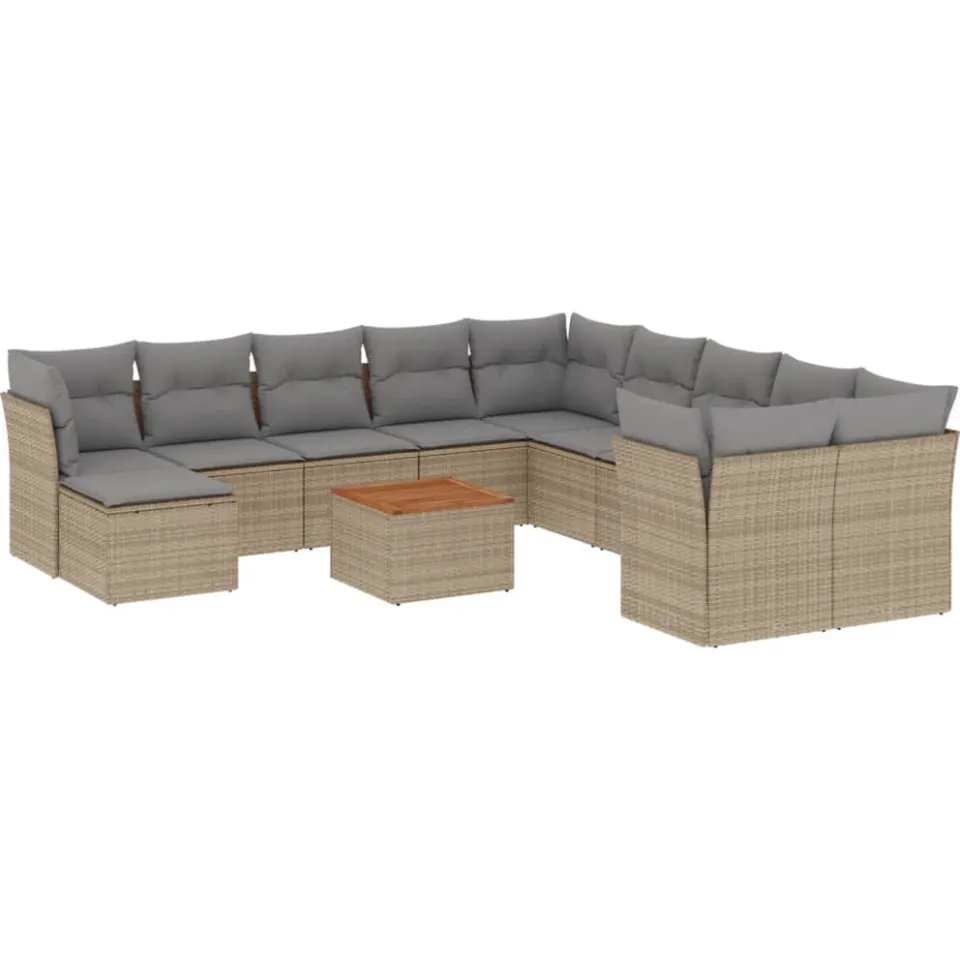 vidaXL Patio Sofa Set 11-zits Mix Beige en Lichtgrijs, foto 3