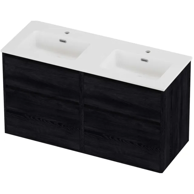 Proline Tribute Badmeubelset Porselein Elegant 4 Laden 120x46x67 cm Mat White Black Oak Eiken