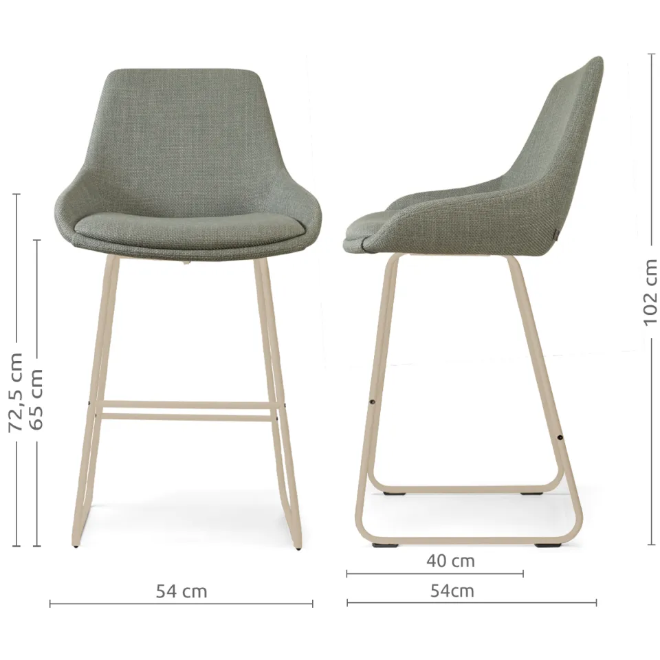 Nolon Nino-Isa barkruk saliegroen - beige onderstel - 65 cm, foto 2