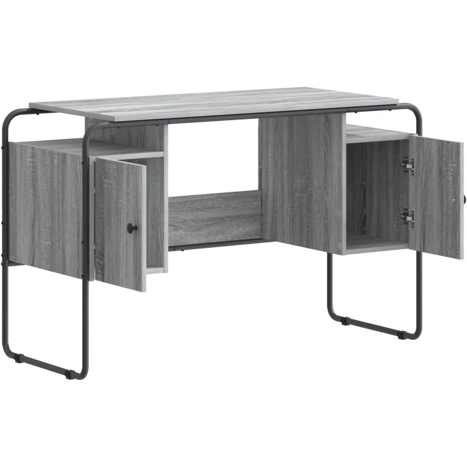 vidaXL Bureau met opbergruimte Grijs Sonoma 120 x 50.5 x 75.5 cm